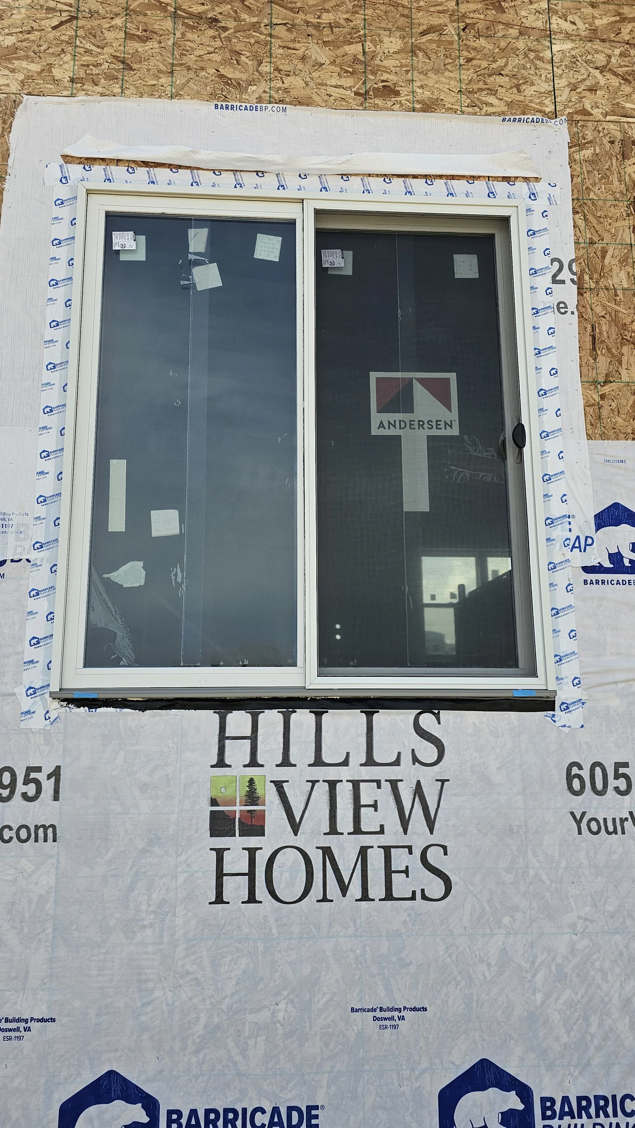 Installed new construction sliding patio door